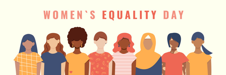 Women's Equality Day banner. Faceless vector illustration.