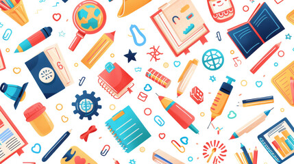 Back to school, Background with a set of back to school icons