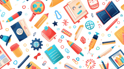 Back to school, Background with a set of back to school icons