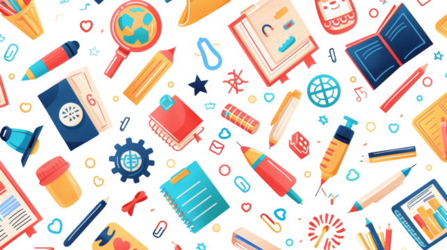 Back to school, Background with a set of back to school icons