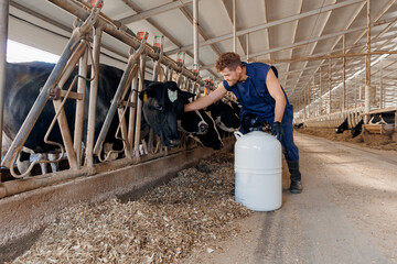 Artificial insemination of cows, Tank liquid nitrogen with bull sperm. Worker vet doctor of...