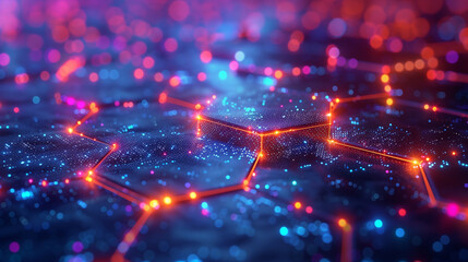 Wallpaper with accented lines of golden colors and geometric hexagon shapes. Concept of luxury, modern design, and geometric elegance.