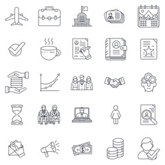 head hunting business icons set, Included icons as Briefcase, Target, Handshake, Calendar and more symbols collection, logo isolated vector illustration