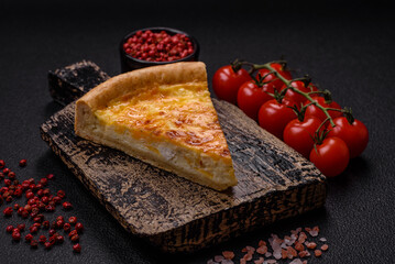 Delicious quiche with broccoli, chicken or salmon and cheese