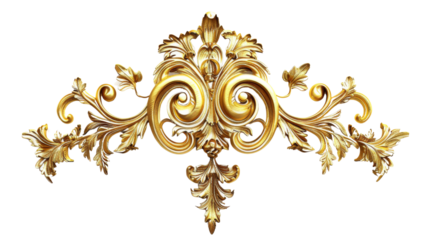 Rococo ornament frame, noble golden vintage style ornamental stucco