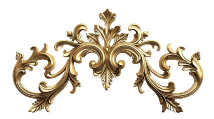 Rococo ornament frame, noble golden vintage style ornamental stucco