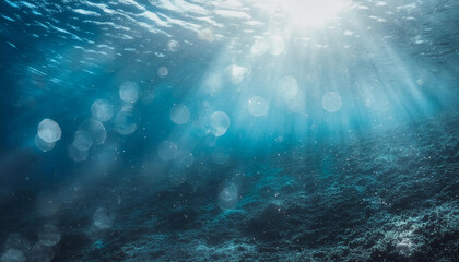 Obraz premium blue blurry underwater bokeh background