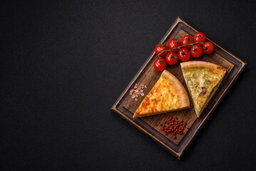 Delicious quiche with broccoli, chicken or salmon and cheese