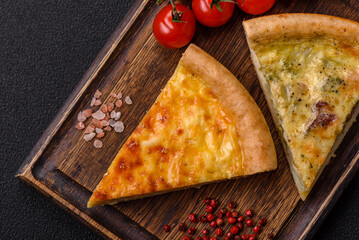 Delicious quiche with broccoli, chicken or salmon and cheese