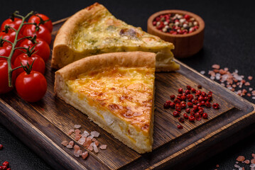 Delicious quiche with broccoli, chicken or salmon and cheese