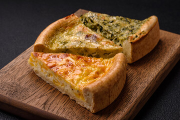 Delicious quiche with broccoli, chicken or salmon and cheese