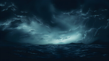 sea haunted cloud, scary ocean, depression background, mystery gloomy dark theme, blur texture,storm over the sea