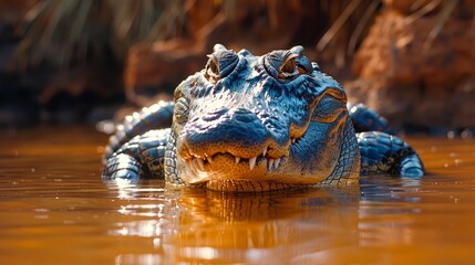 Fototapeta premium Salt water crocodile on the edge of a water 