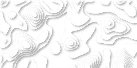 Abstract wavy line 3d paper cut white background with shadows. Abstract realistic papercut decoration textured with wavy layers. Topographic contour lines vector map seamless pattern vector.