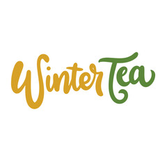 Winter Tea text lettering. Hand drawn vector art.
