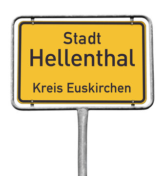 Ortstafel, Stadt Hellenthal, Kreis Euskirchen, (Symbolbild)