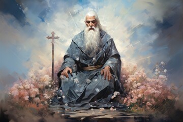 A serene and wise cleric, channeling the power of the divine to heal the wounded and protect the innocent. - Generative AI