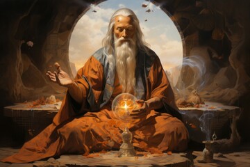 A serene and wise cleric, channeling the power of the divine to heal the wounded and protect the innocent. - Generative AI