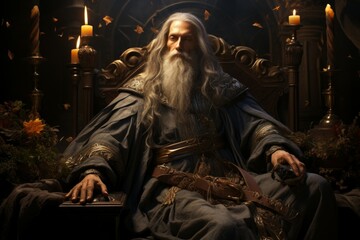 Obraz premium A serene and wise cleric, channeling the power of the divine to heal the wounded and protect the innocent. - Generative AI