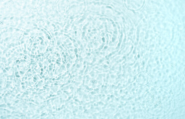 Clean water texture background with droplets under the sunlight.