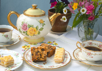 Afternoon  tea high  tea  garden tea party  old  fashioned  vintage style  