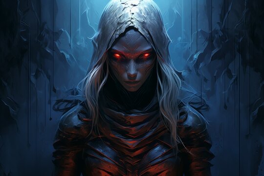 A drow assassin, skilled in the art of dual-wielding deadly daggers and moving unseen in the darkness. - Generative AI