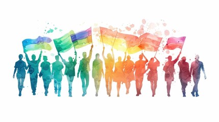 LGBTQ rights march flat design front view activism theme