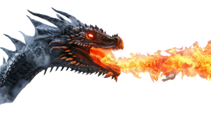 A dragon breathing fire