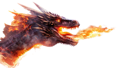 A dragon breathing fire