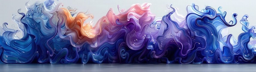 Abstract wave of blue and purple smoke. Smoke abstract background