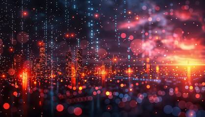 Fototapeta premium Digital Commerce Constellation, Illuminate the online shopping experience with a constellation of interconnected digital devices, 