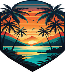 silhouette summer graphic design, tropical print, vector illustration for t shirt design