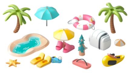 Summer vacation concept with beach and travel accessories