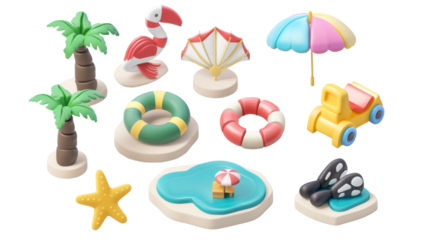 Summer vacation concept with beach and travel accessories