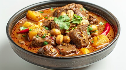 Fototapeta premium A bowl of stew with meat and nuts