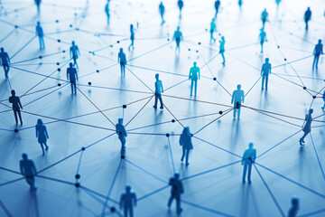 Network of Connected People Silhouettes