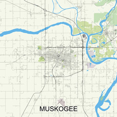 Muskogee, Oklahoma, United States map poster art