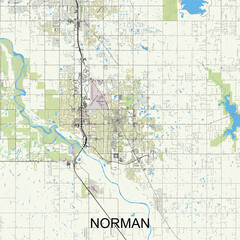 Norman, Oklahoma, United States map poster art