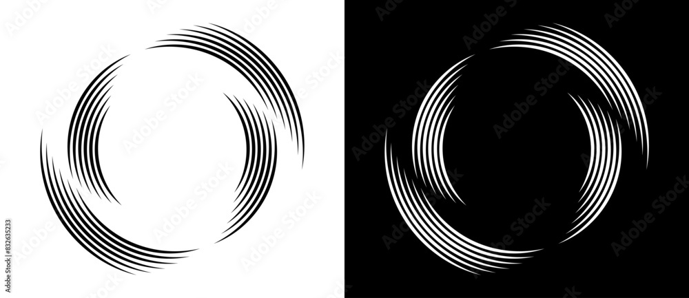 Poster abstract background with lines in circle. art design spiral as logo or icon. a black figure on a whi