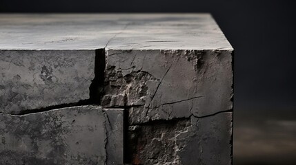 Textured concrete podium with rugged finish and industrial vibe closeup detail