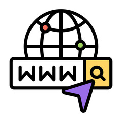 A flat design icon of web browser, www vector 

