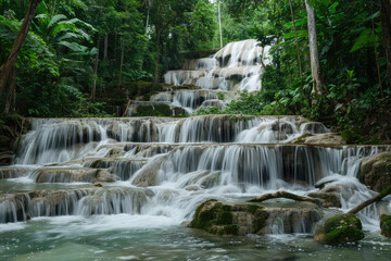 Obraz premium Waterfalls in the Jungle Photograph powerful waterfalls surrounded by dense
