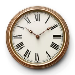 High-resolution image of a stylish clock isolated on a white background, showcasing its details and design.