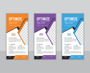 Corporate clean simple rack card design template with tree color version available .