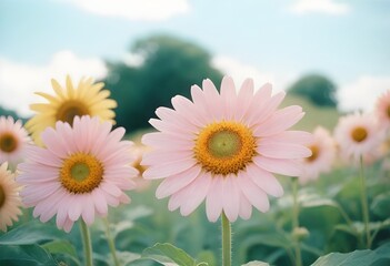 Naklejka premium daisies in a field