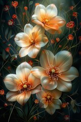 Obraz premium Elegant Floral Painting on Black Background