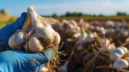 Summer and global warming trouble in rotten garlic plantation.