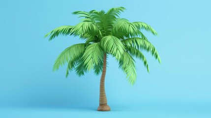 Obraz premium vibrant palm tree against serene blue background.