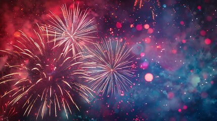 Fototapeta premium Fireworks light up the sky in a dazzling display of color and light.