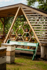 Fresh, natural honey from an apiary of bees 